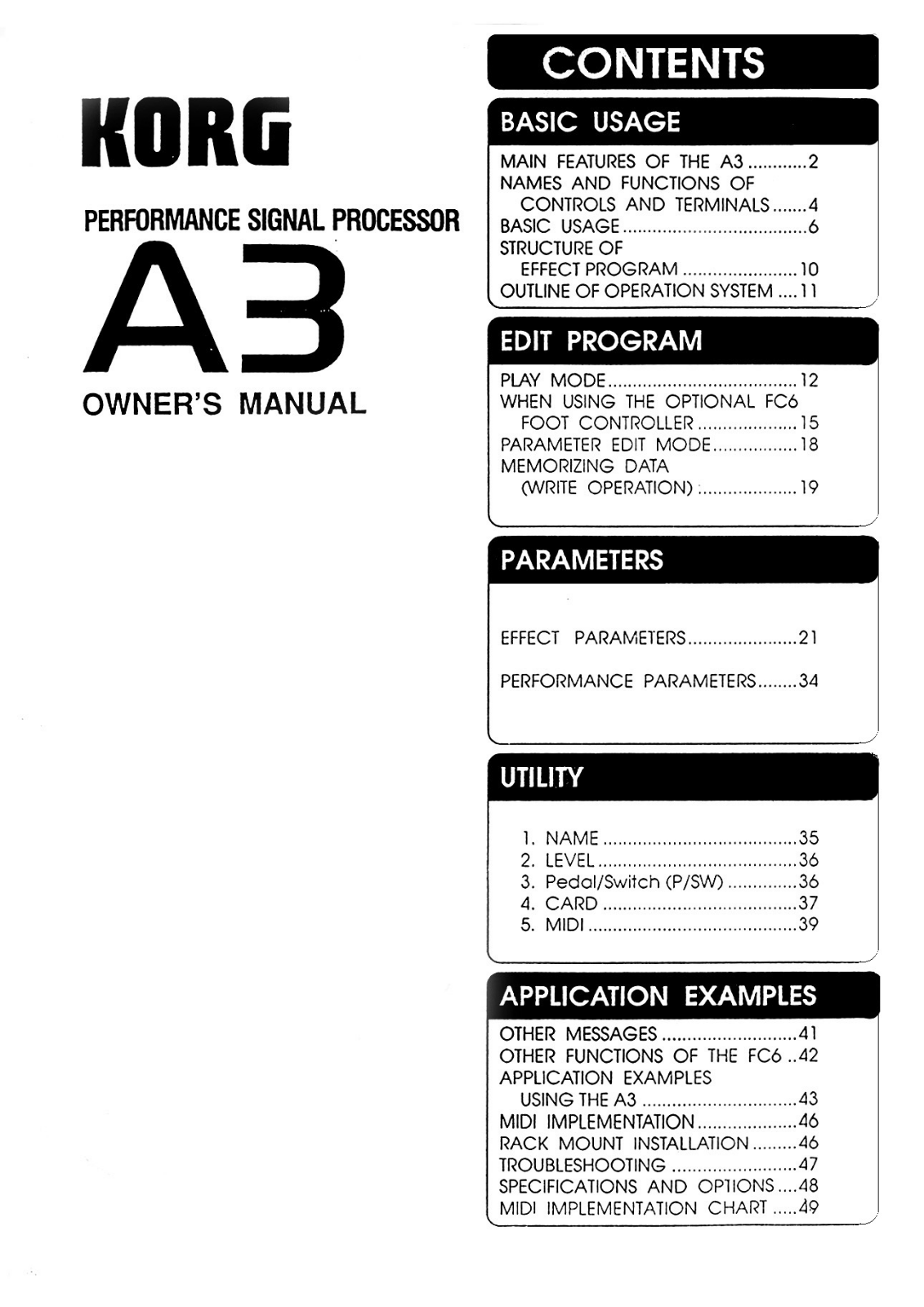 Korg A3 User Manual