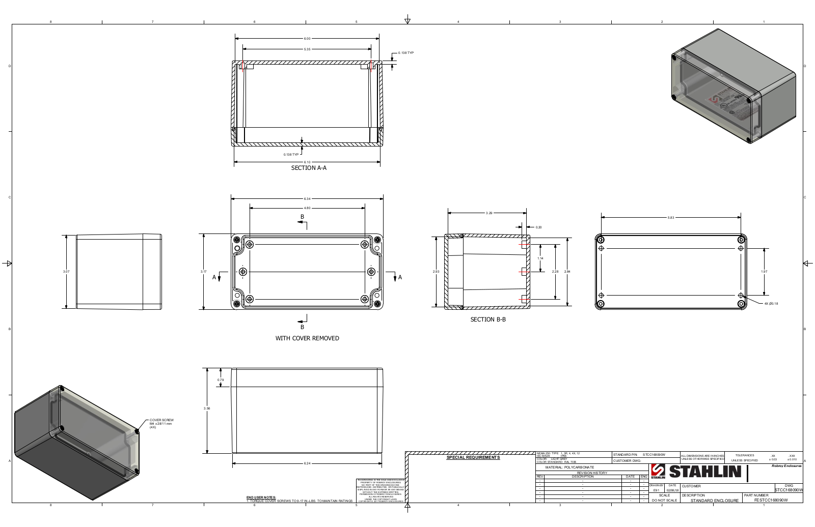 Stahlin STCC168090W Reference Drawing