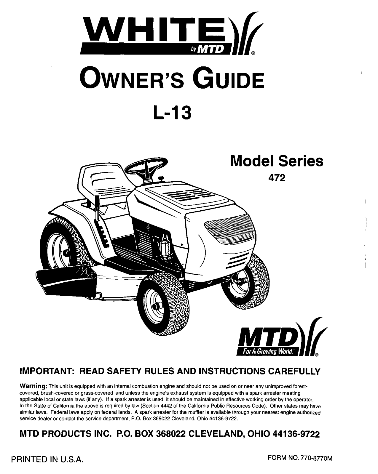 white L13 operators Manual