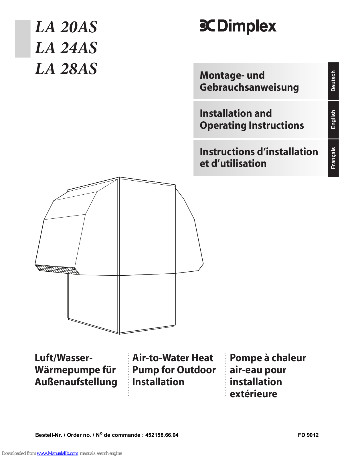 Dimplex LA 20AS, LA 24AS, LA 28AS Installation And Operating Instructions Manual