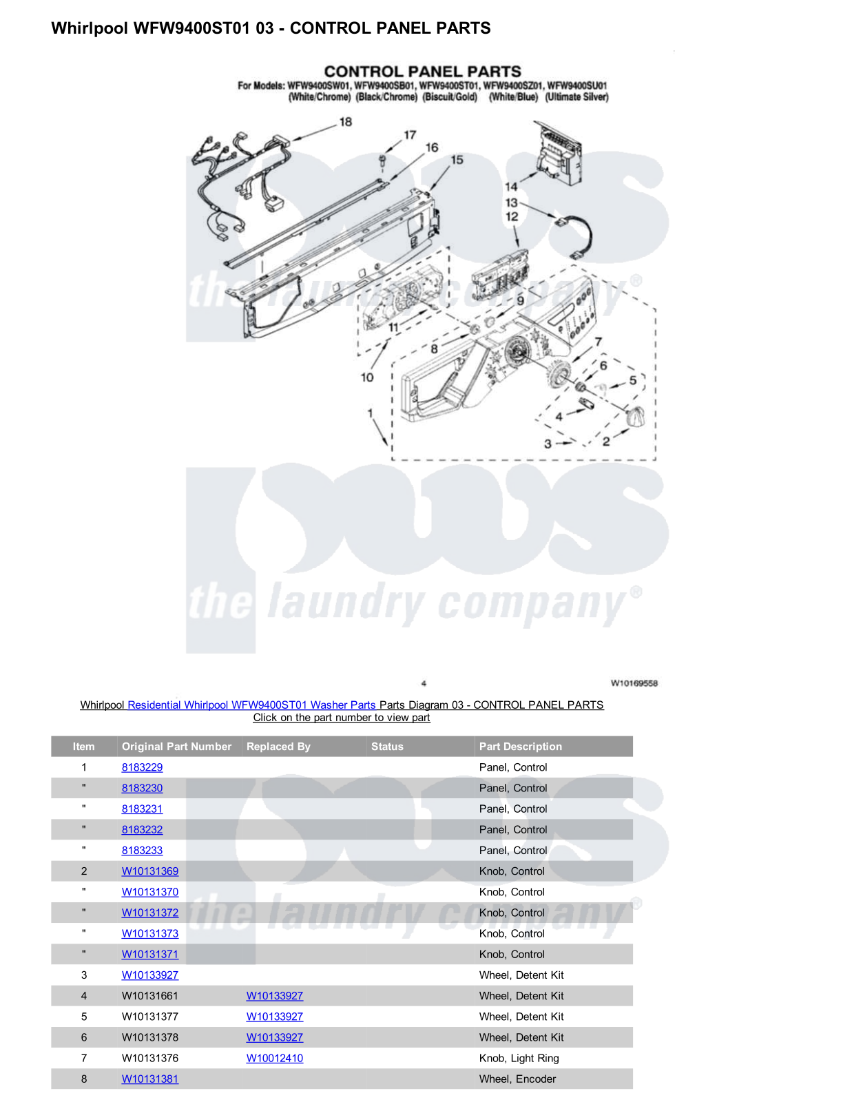 Whirlpool WFW9400ST01 Parts Diagram