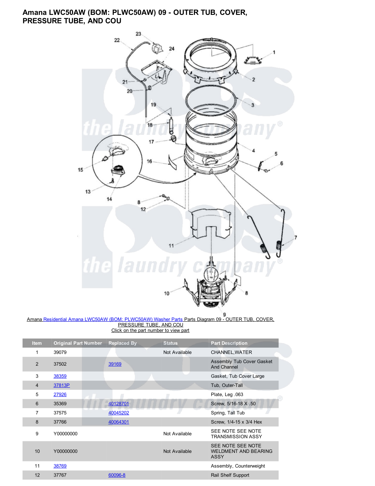 Amana LWC50AW Parts Diagram