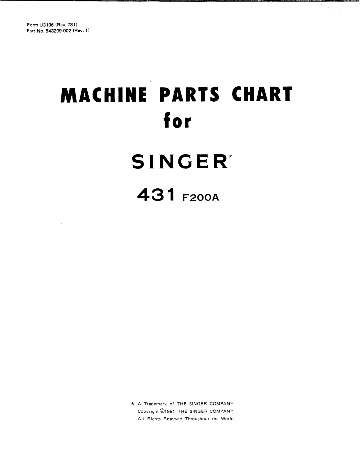 Singer 431 F200A User Manual