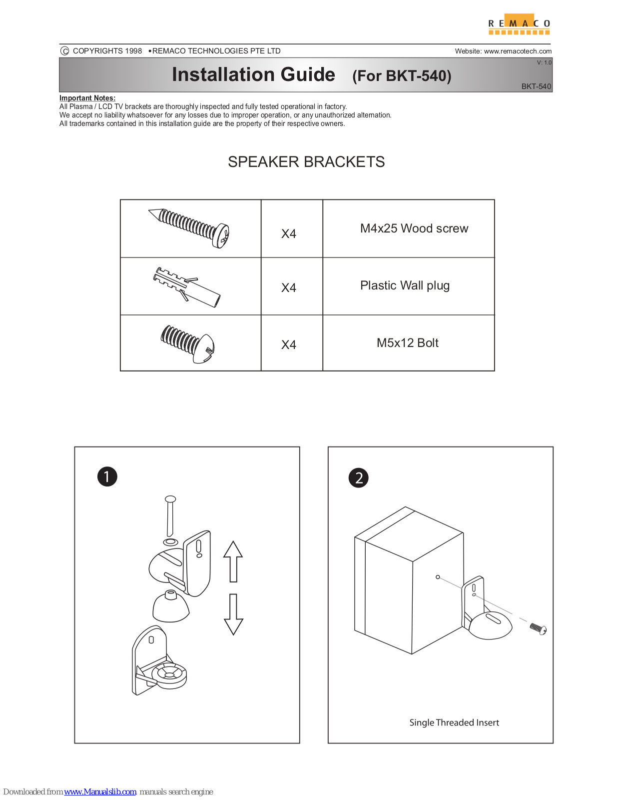 Remaco BKT-540 Installation Manual - ManualMachine.com