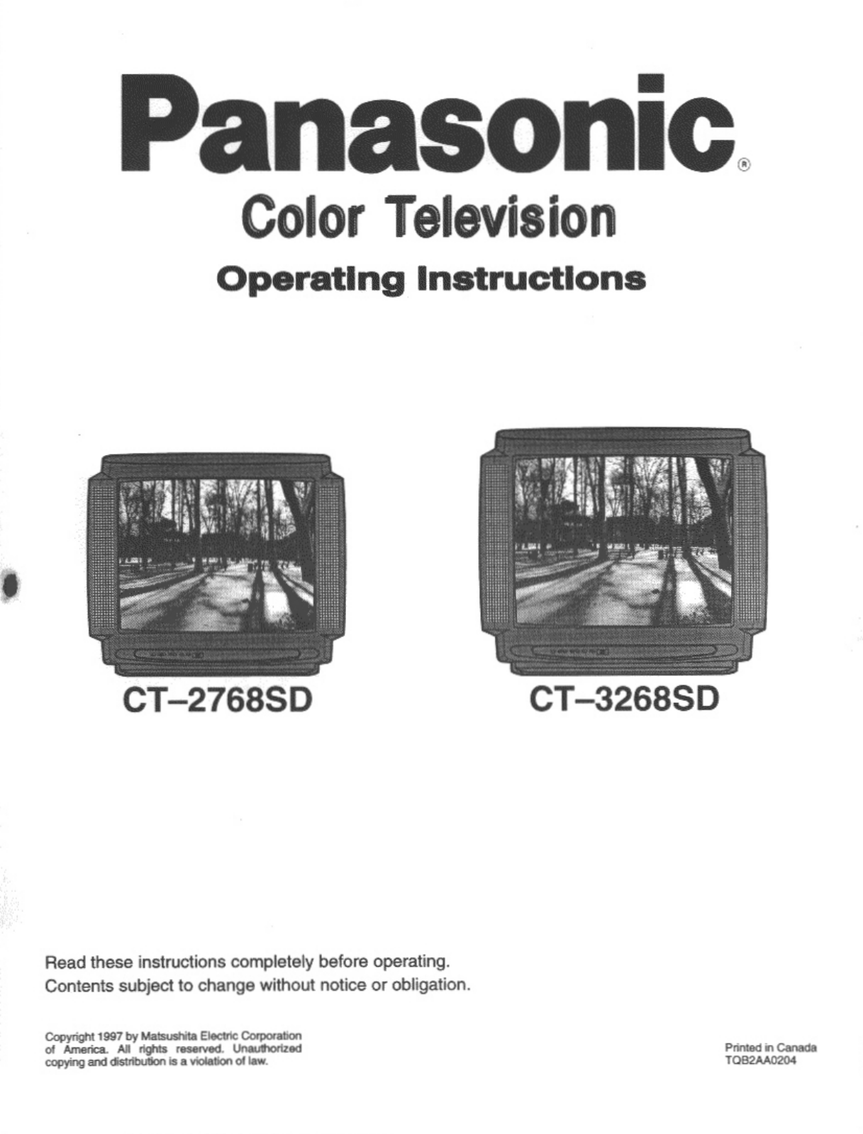 Panasonic CT-3268SDV User Manual