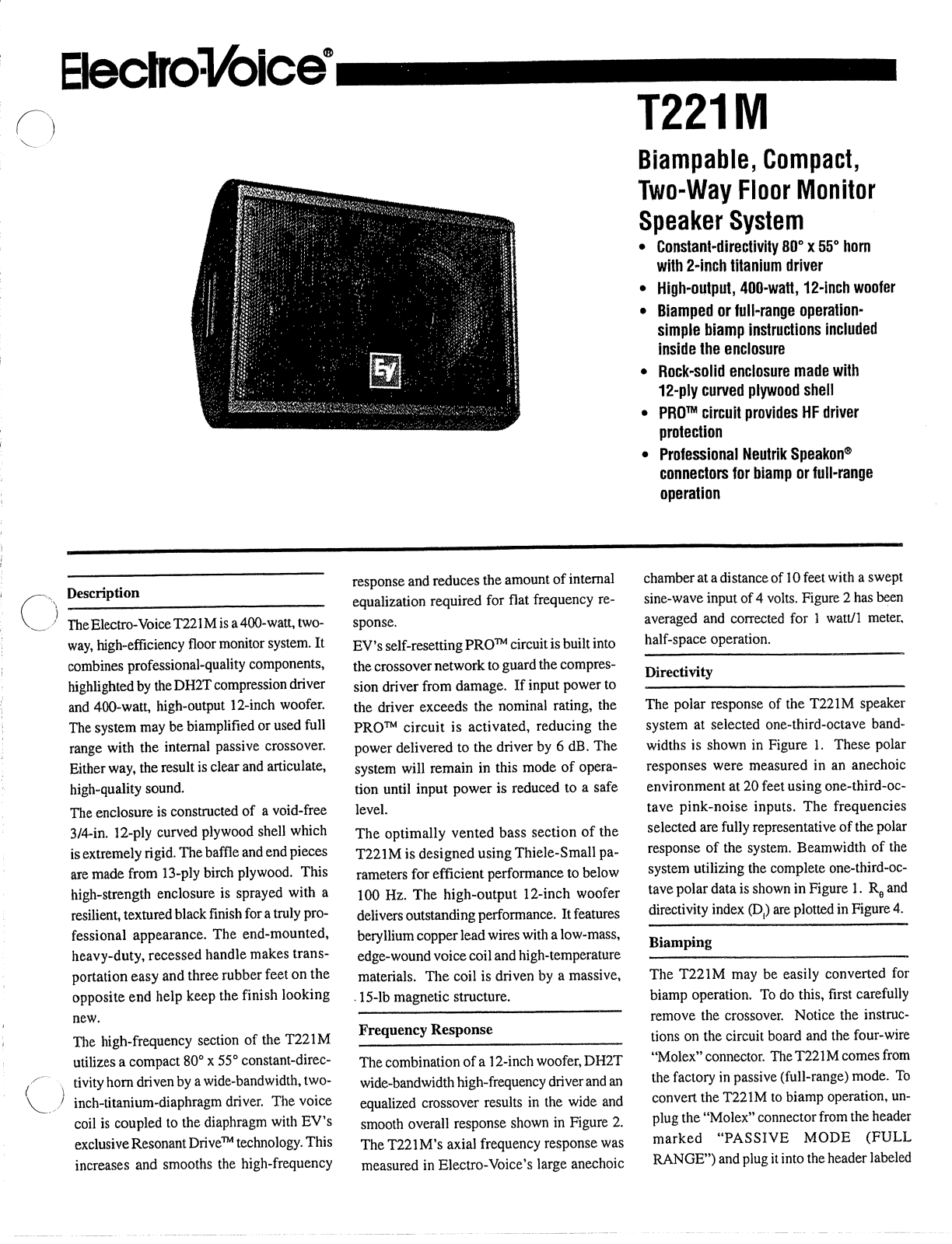 Electro-Voice T221M EDS User Manual