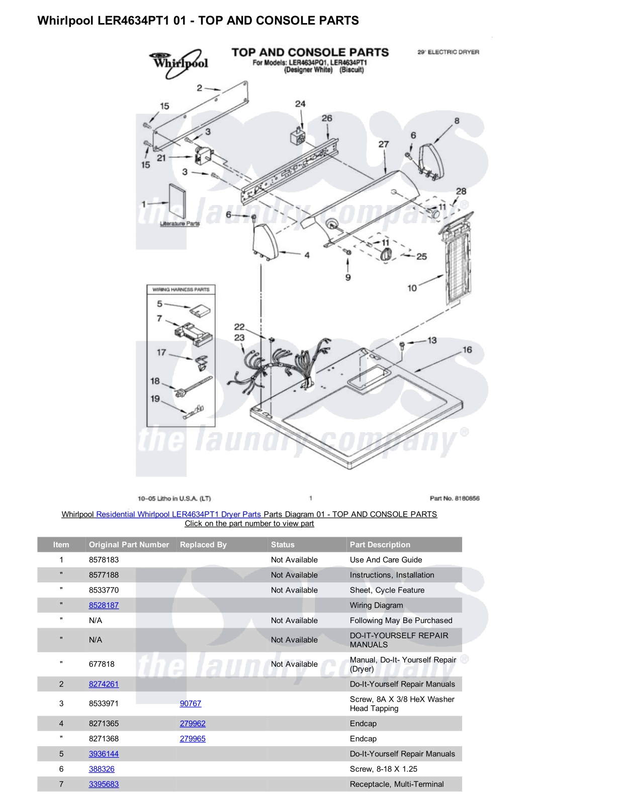 Whirlpool LER4634PT1 Parts Diagram