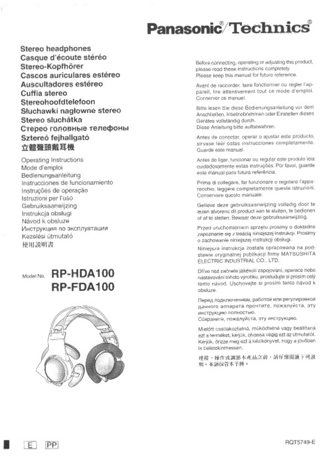 Panasonic RP-HDA100, RP-HDA100PPS User Manual
