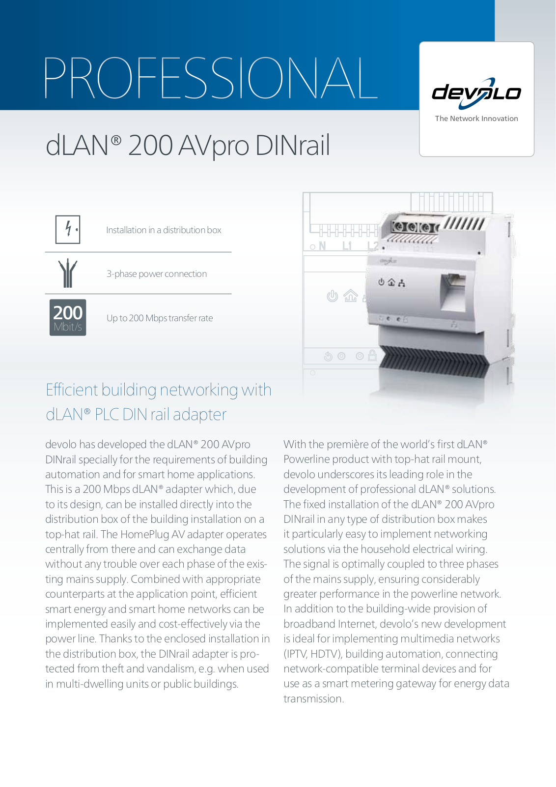 devolo dLAN 200 AVpro DINrail User Manual