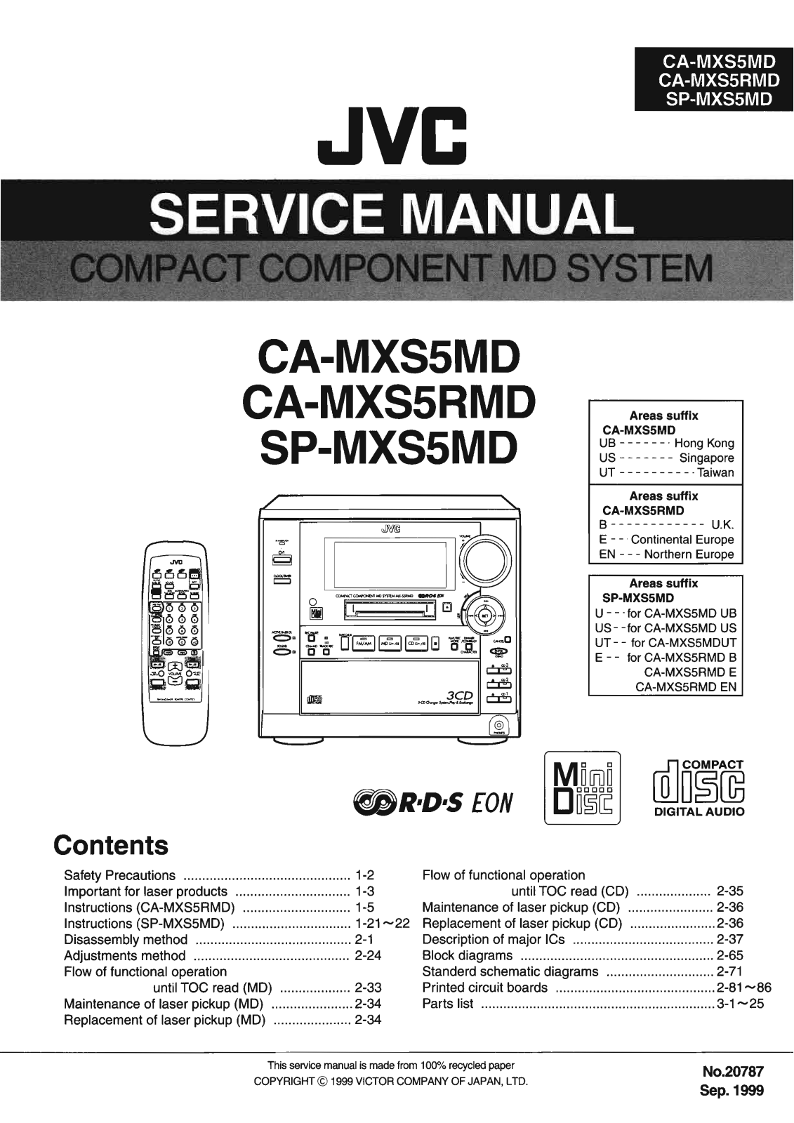 Jvc CA-MXS5-MD, CA-MXS5-RMD Service Manual