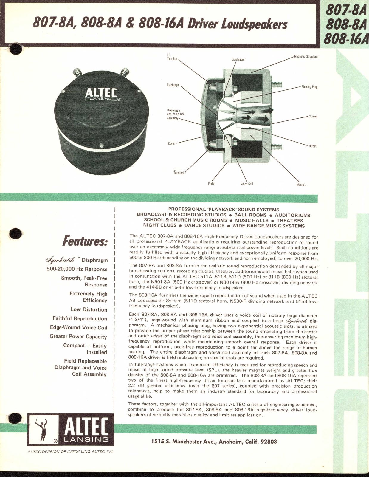 Altec lansing 808-16A User Manual