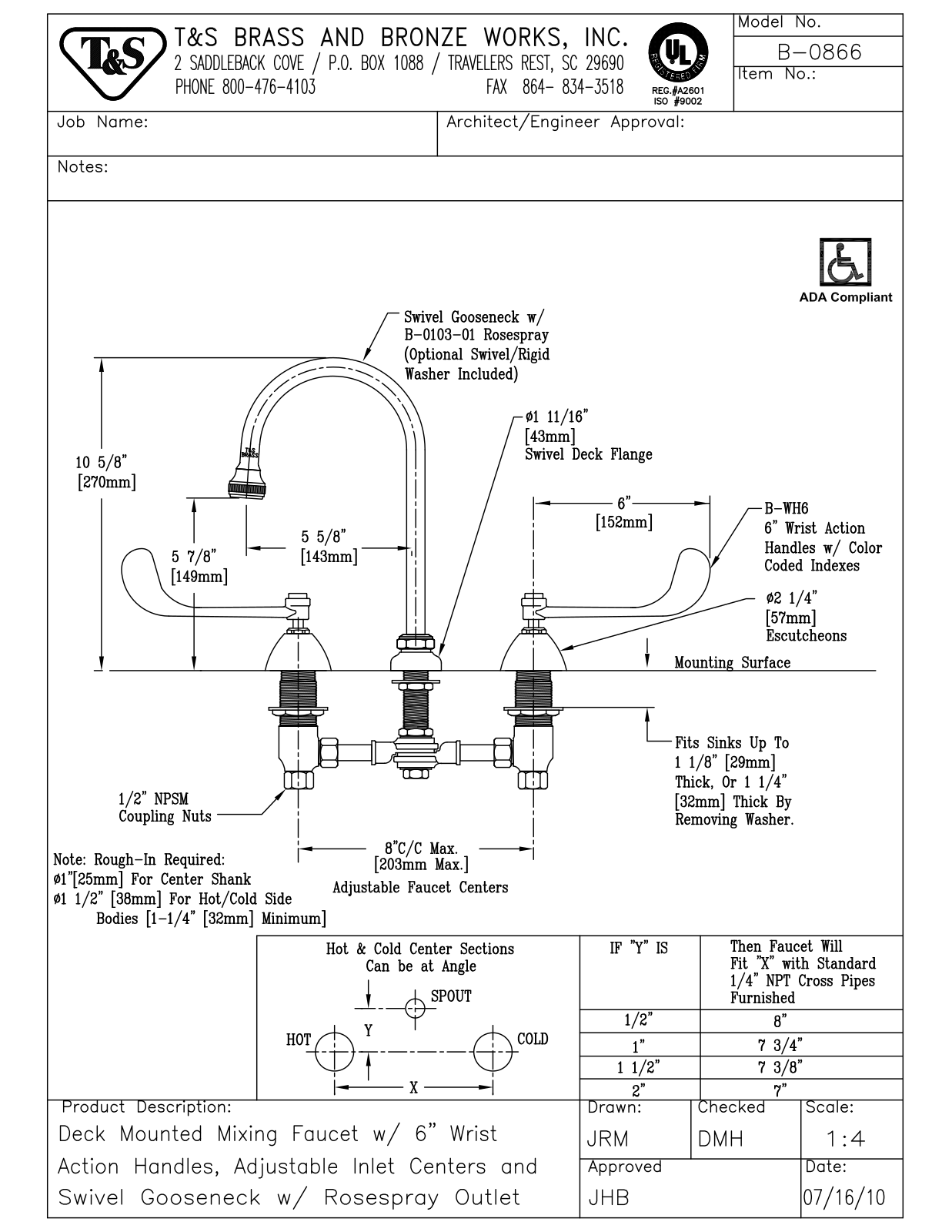 T&S Brass B-0866 User Manual