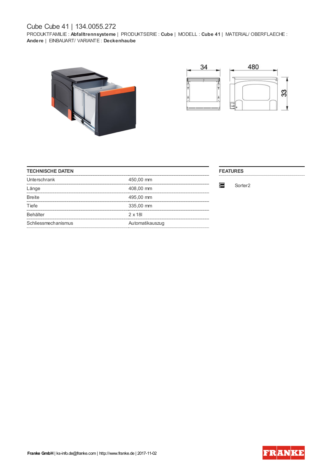 Franke 134.0055.272 Service Manual