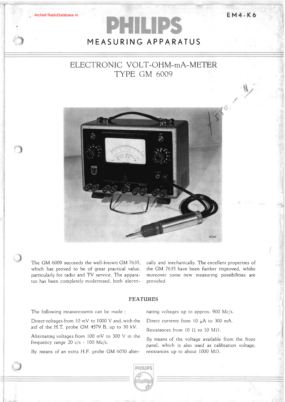 Philips GM6009 User Manual