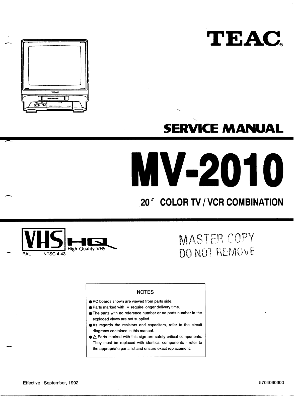 TEAC MV-2010 Service manual