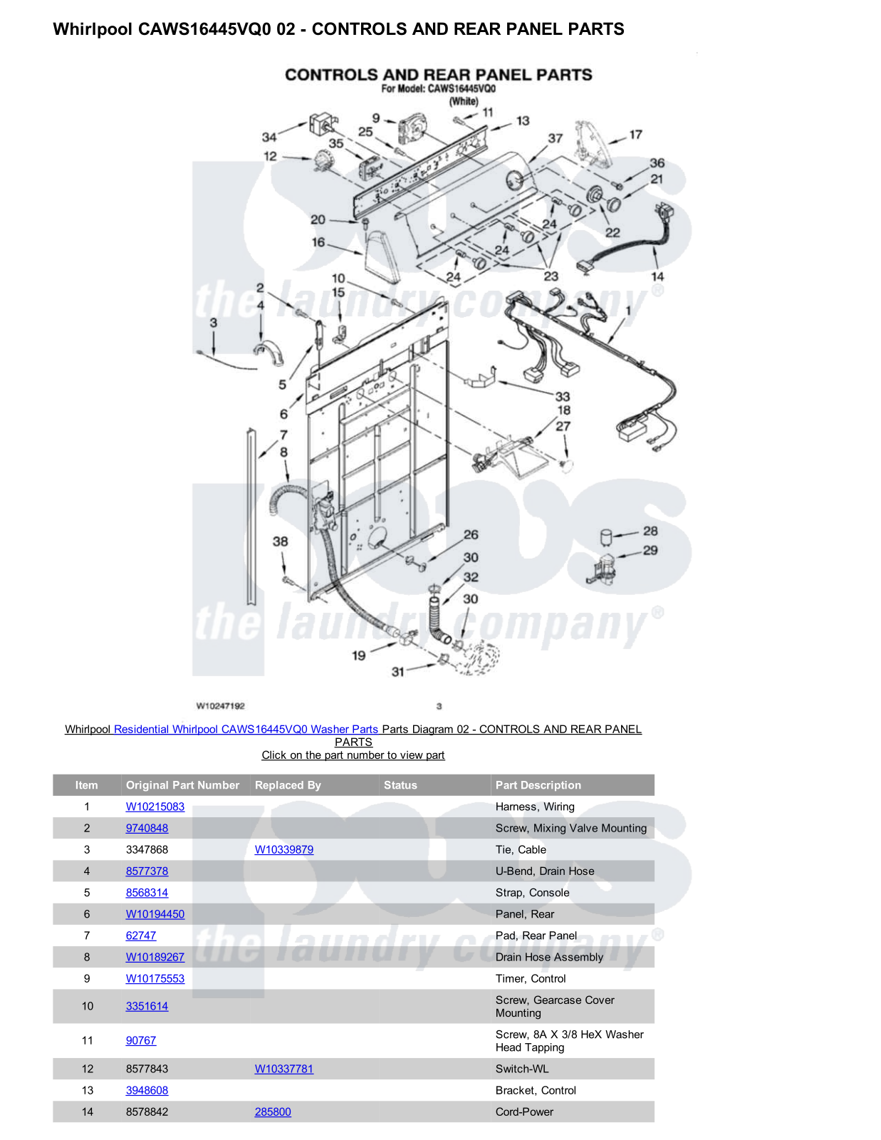 Whirlpool CAWS16445VQ0 Parts Diagram