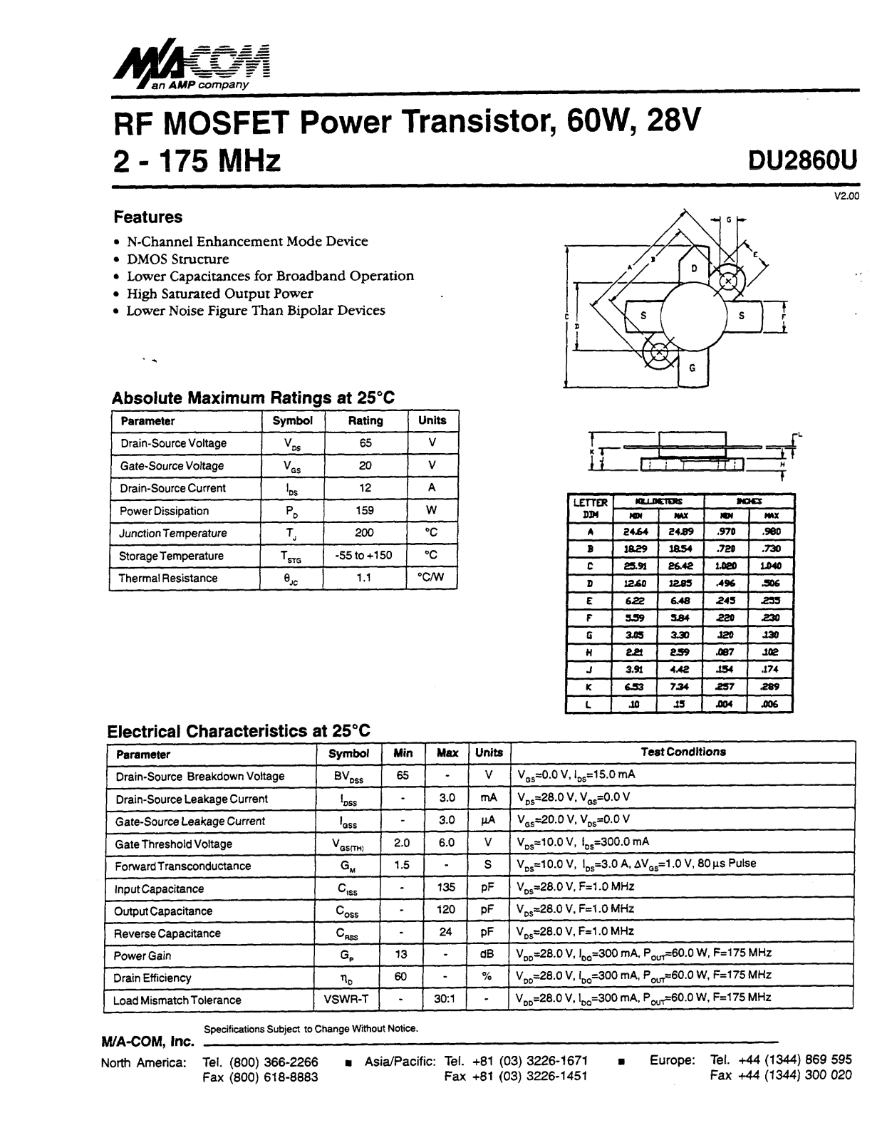 Datasheet DU2860U Datasheet (MACOM) - ManualMachine.com