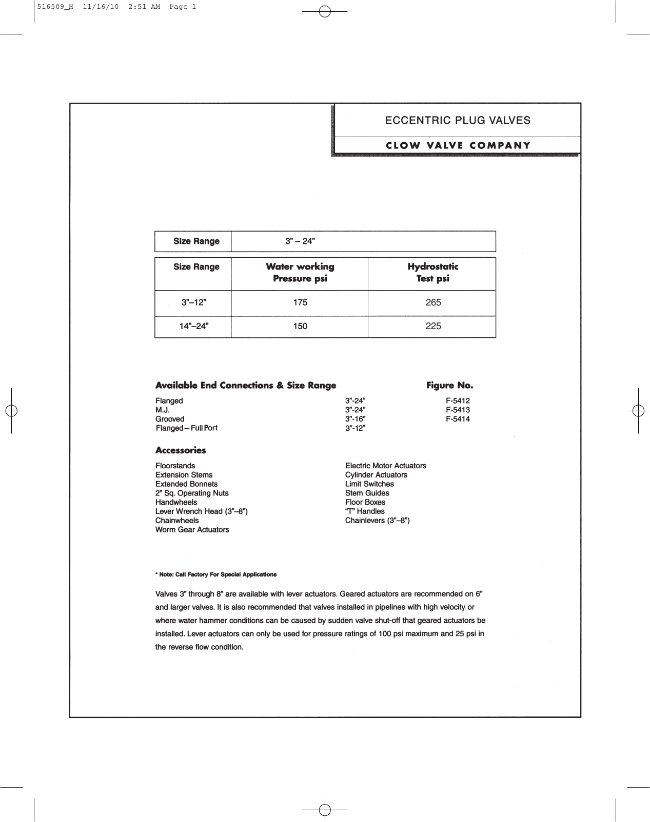 Clow Valve F-5412 User Manual