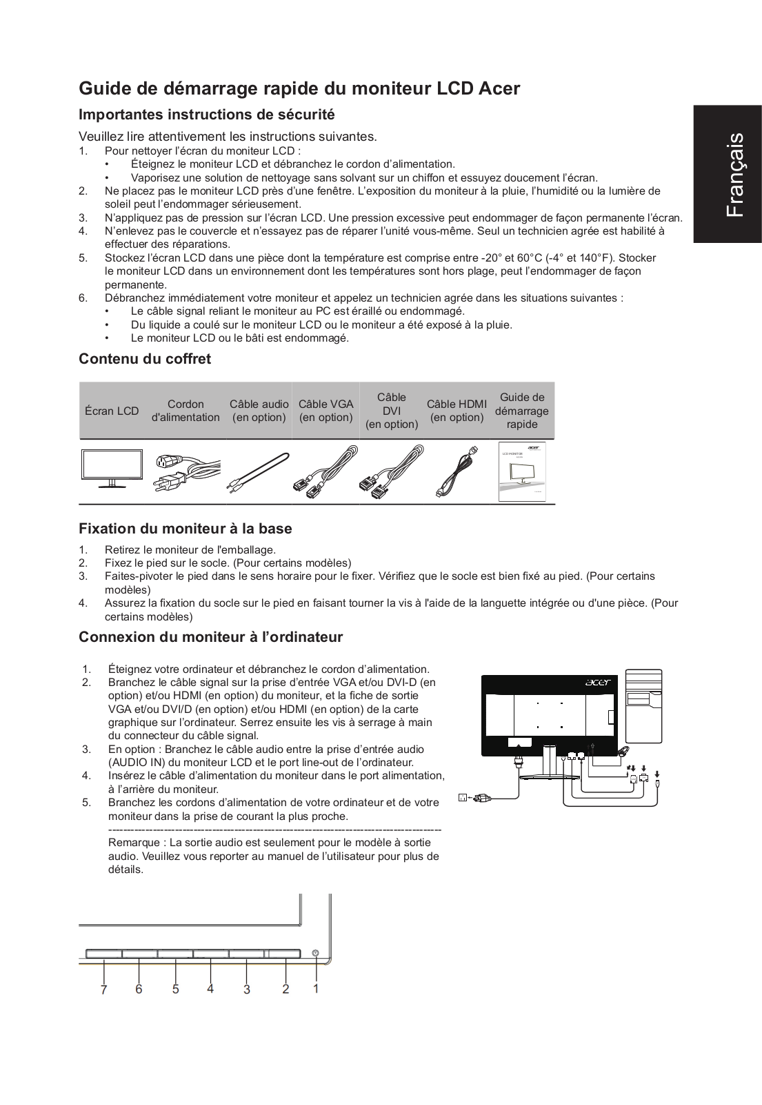 Acer KA240H QUICK START GUIDE