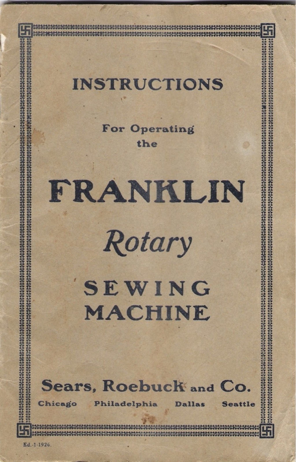 Sears, Roebuck and Co. Franklin Operating Instructions Manual