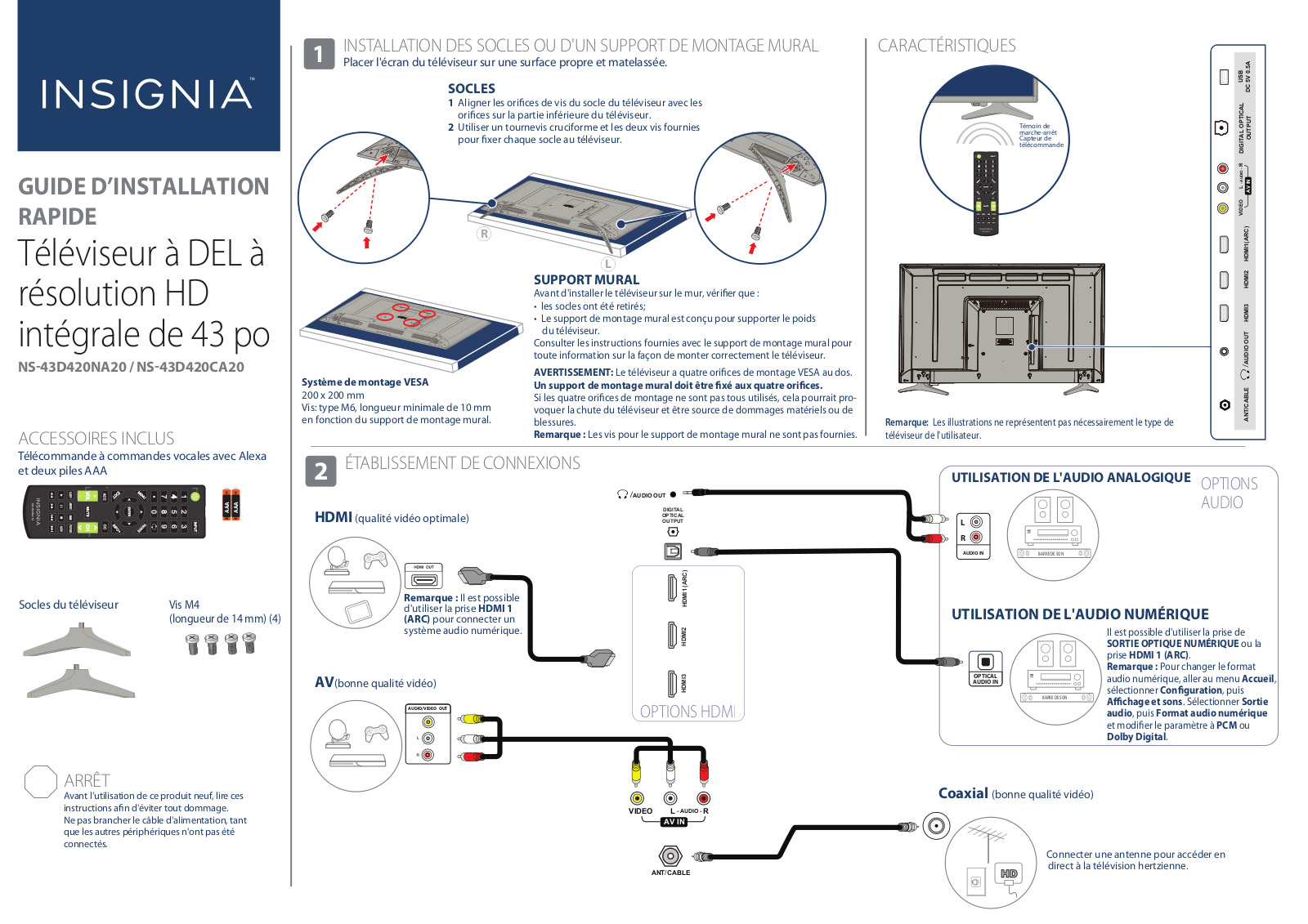 Insignia NS-43D420NA20, NS-43D420CA20 Quick Start Guide