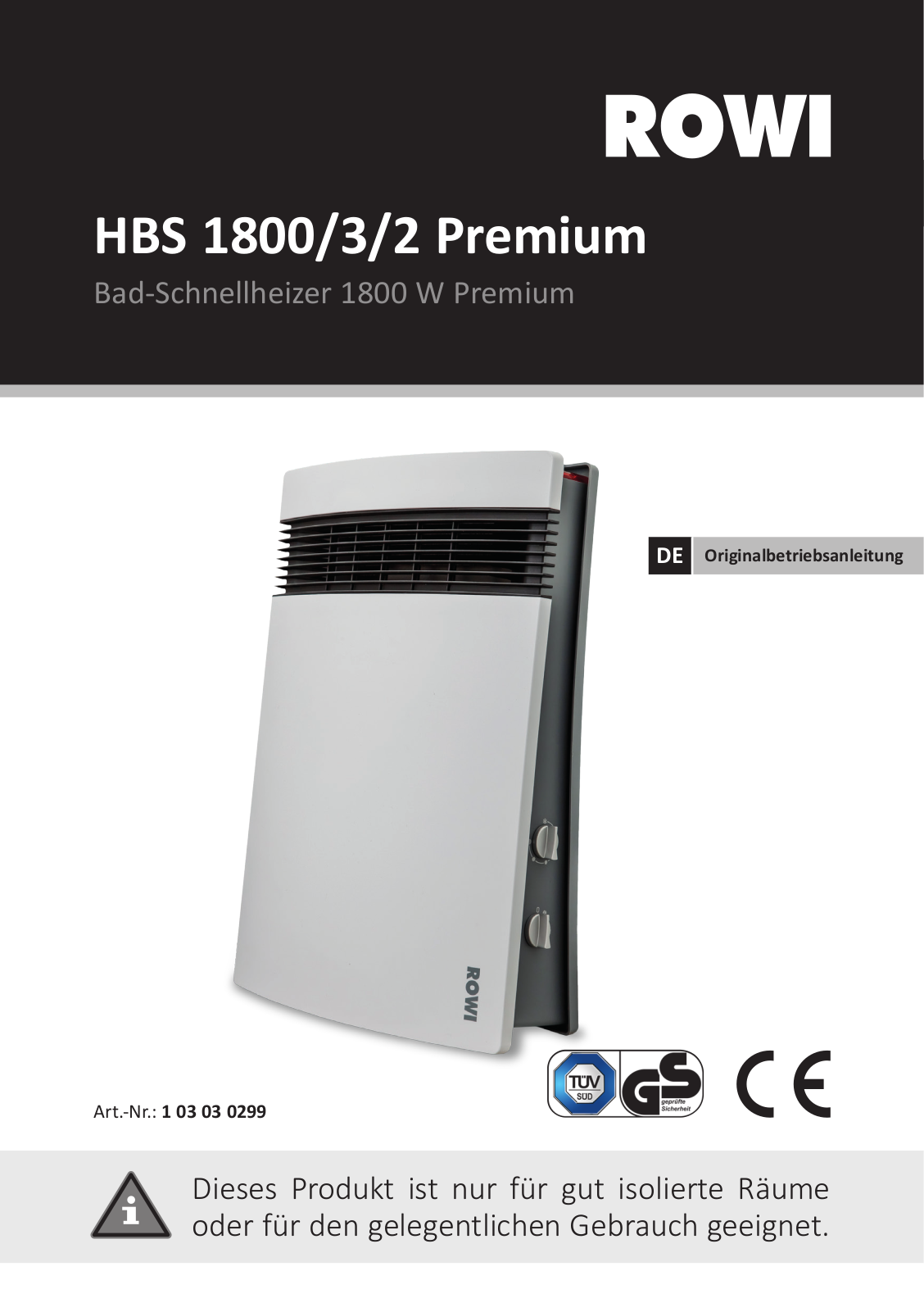 ROWI HBS 1800-3-2 Premium operation manual