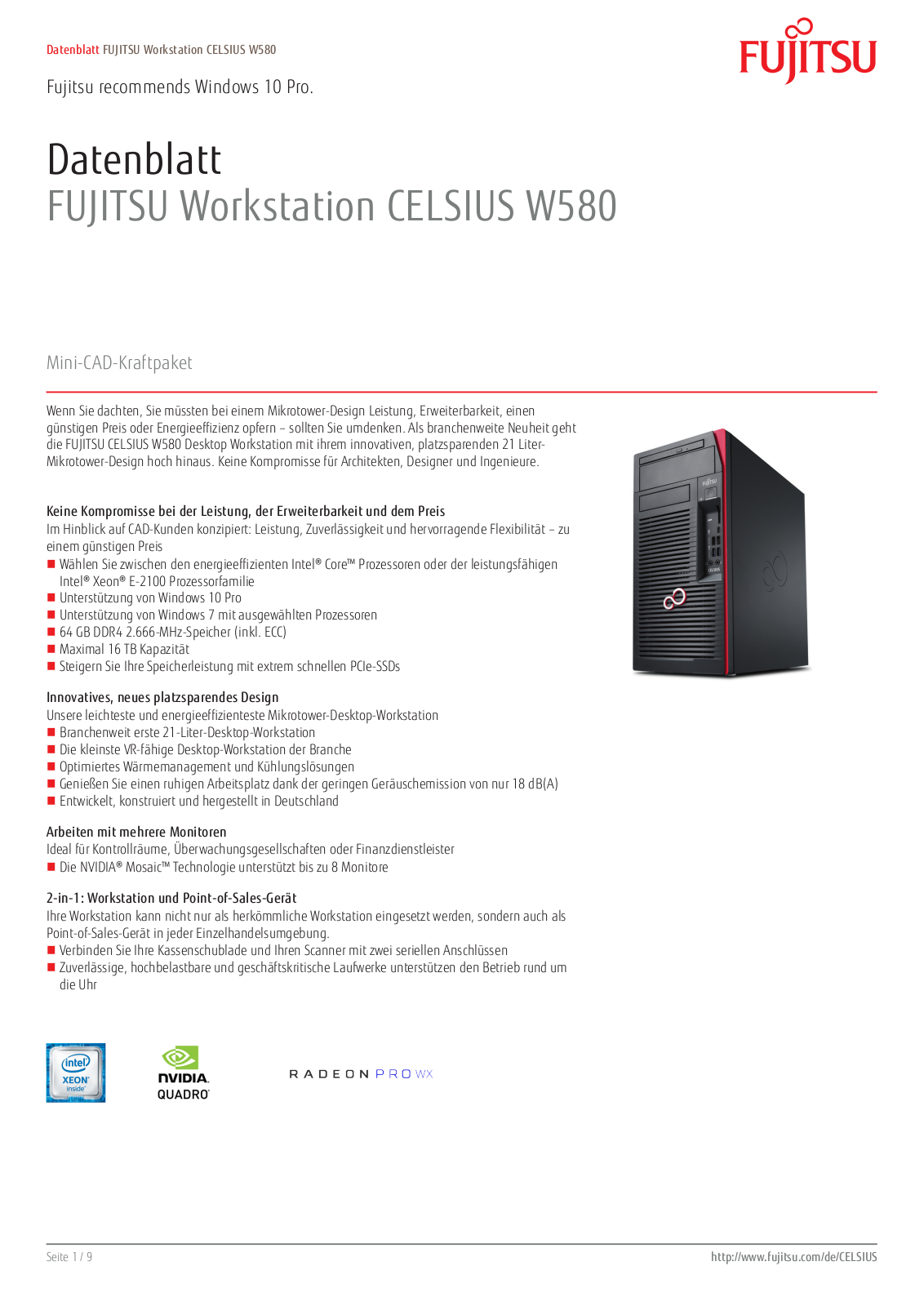 Fujitsu W580power data sheet