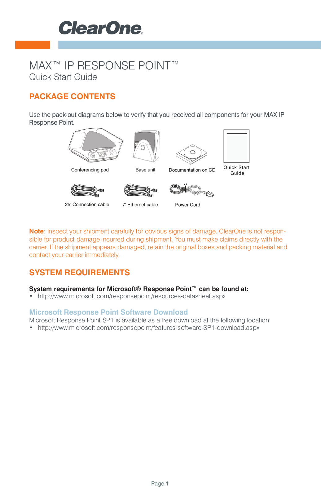 ClearOne MAX IP Response Point Quick Start