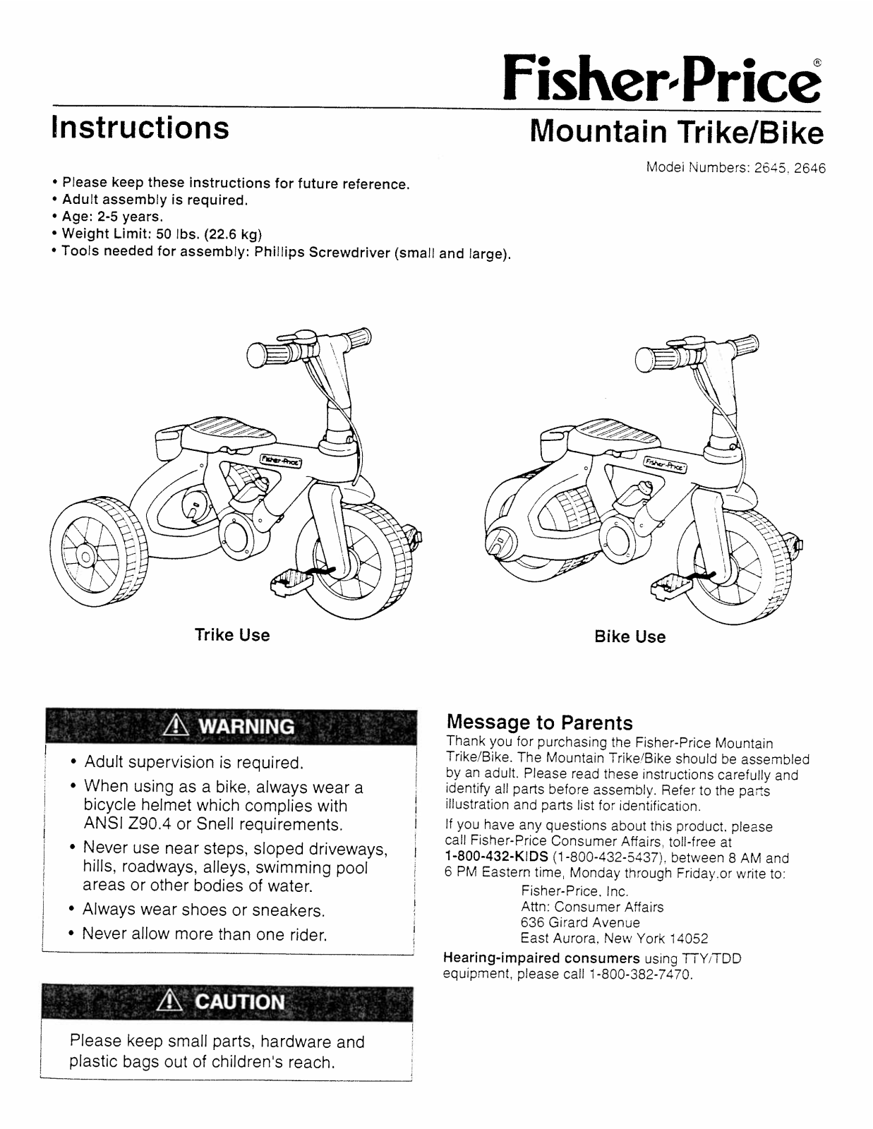 Fisher-Price 72645 Instruction Sheet