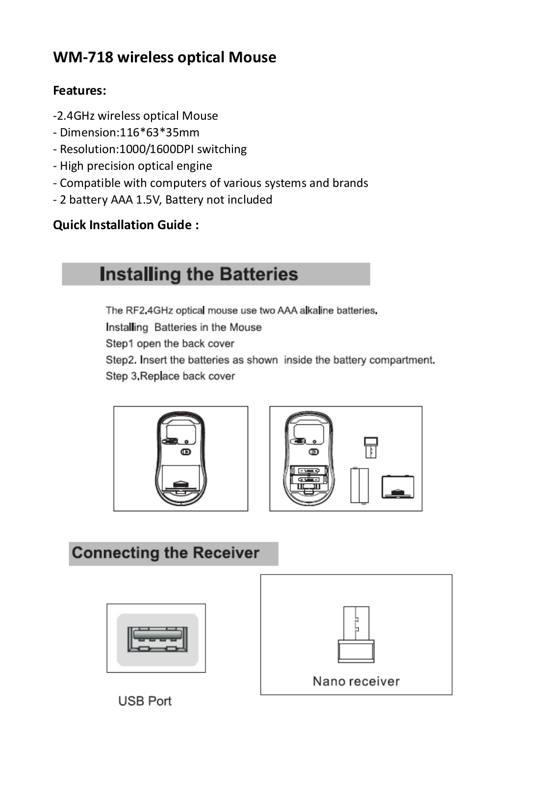 Wintop Electronics WM718 User Manual