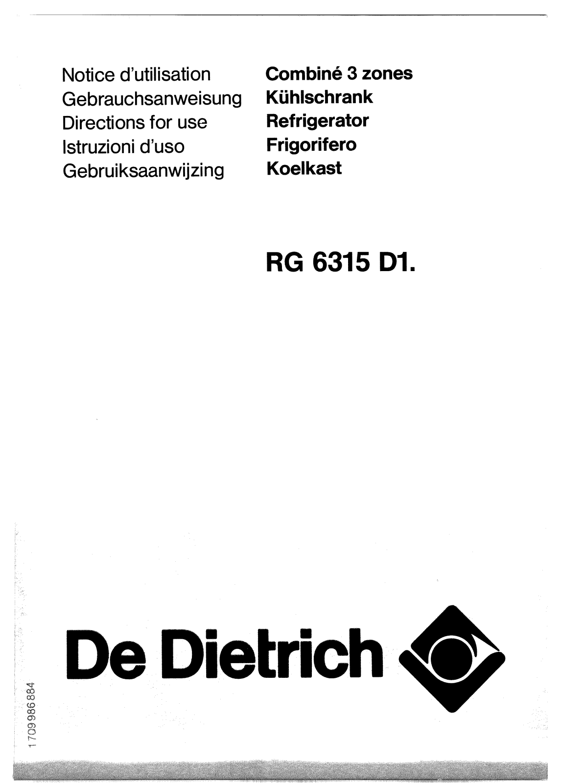 De dietrich RG6315D1 User Manual