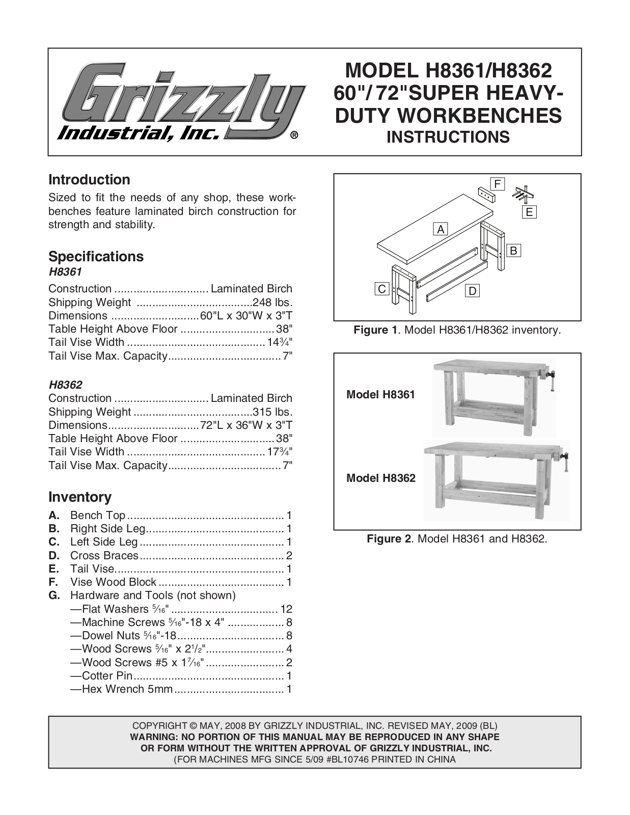 Grizzly H8361 User Manual