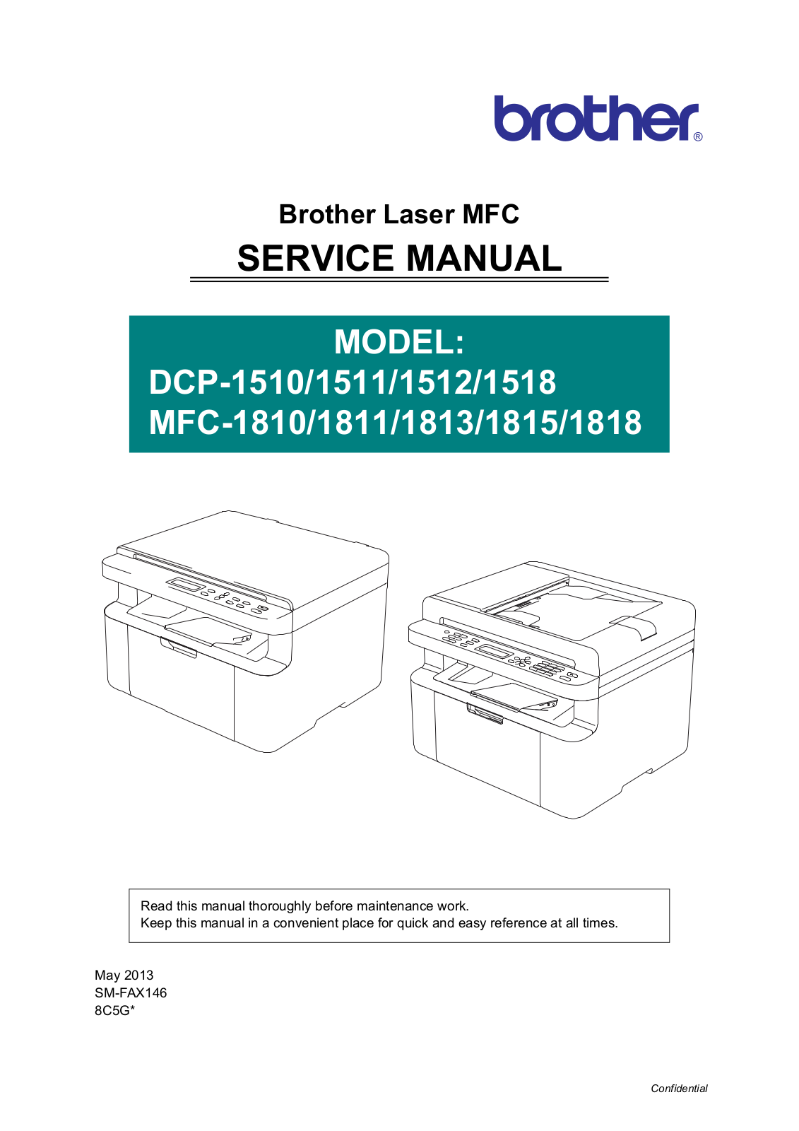 Brother dcp 1510, dcp 1511, dcp 1512, dcp 1518, mfc 1810 Service Manual