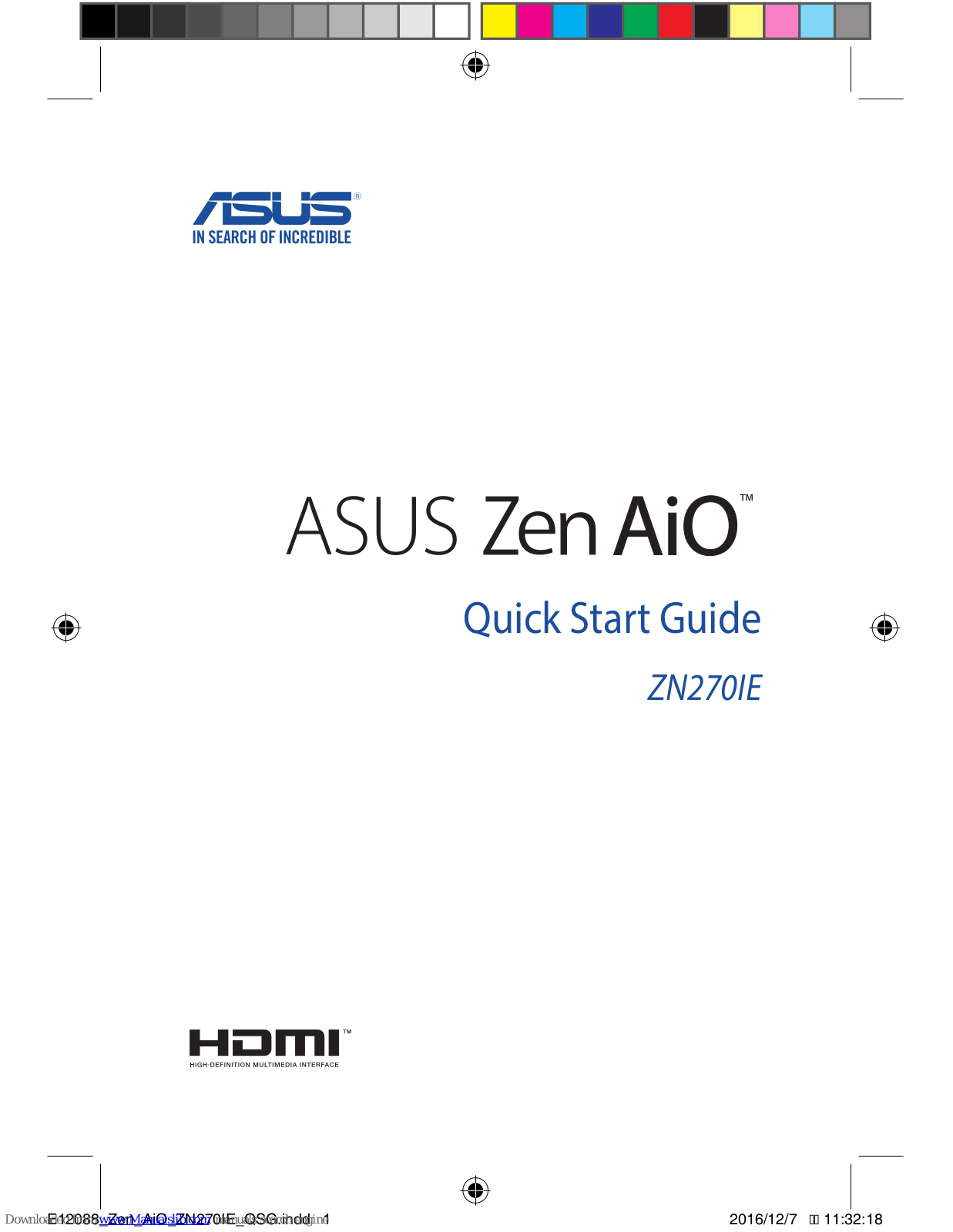 Asus Zen AiO, ZN270IE Quick Start Manual