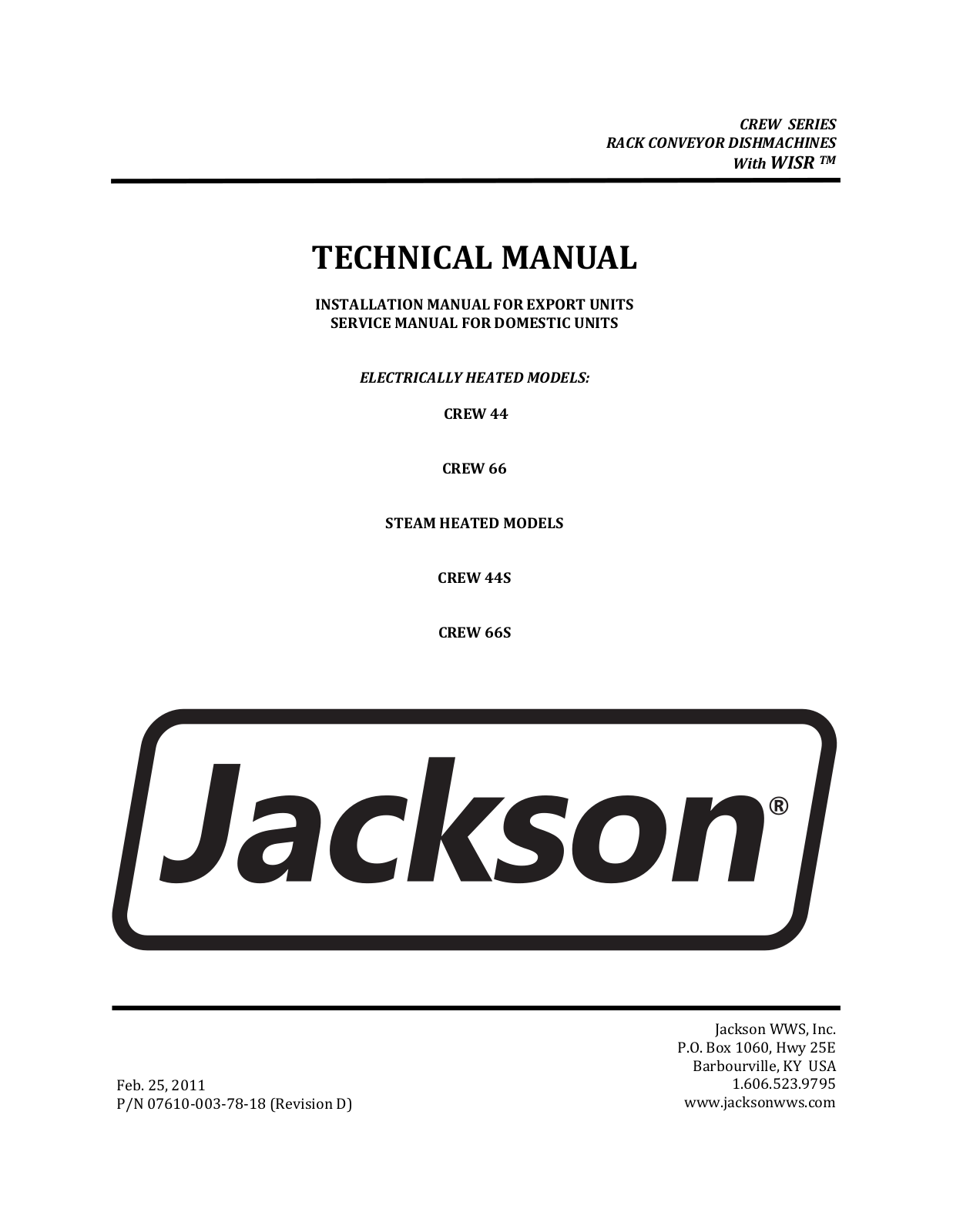 Jackson CREW 44S Service Manual