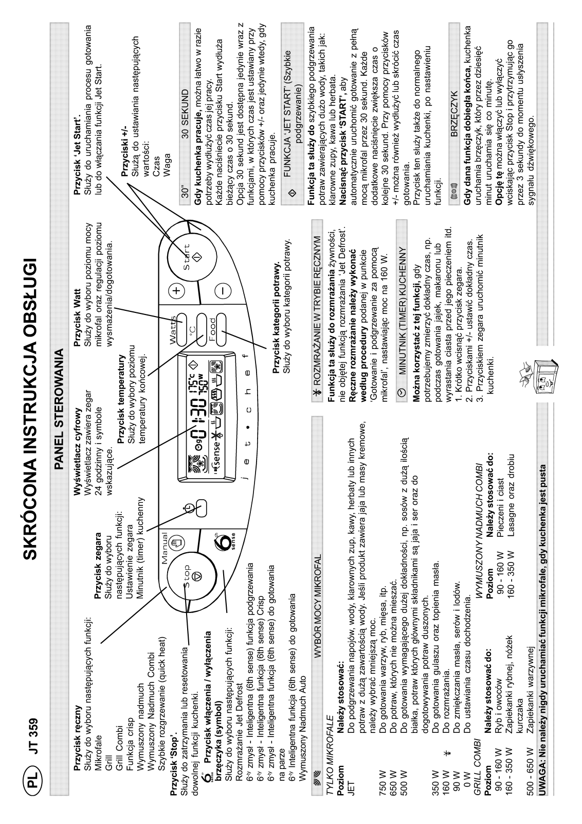 Whirlpool JT 359 black Quick reference guide