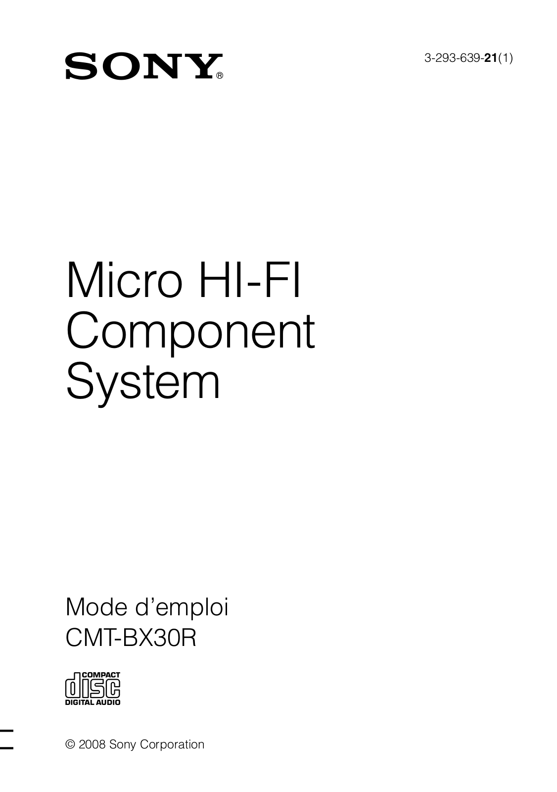 SONY CMT-BX30 User Manual