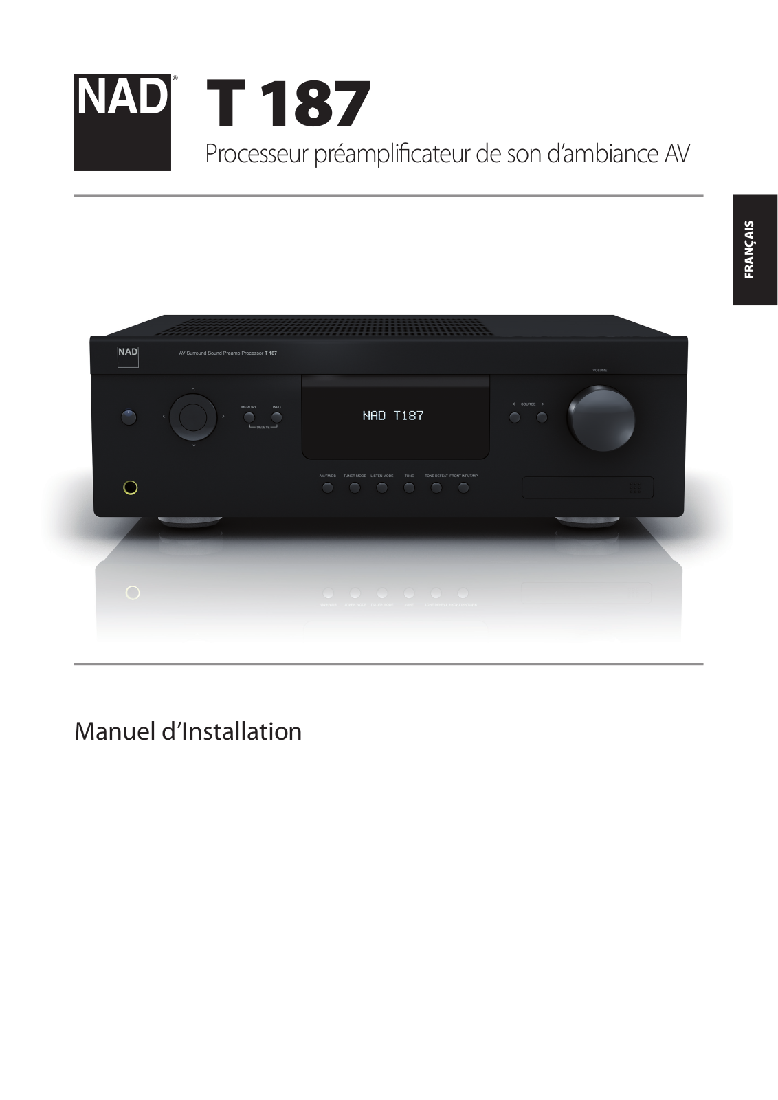 Nad T-187-AV-French Owners Manual