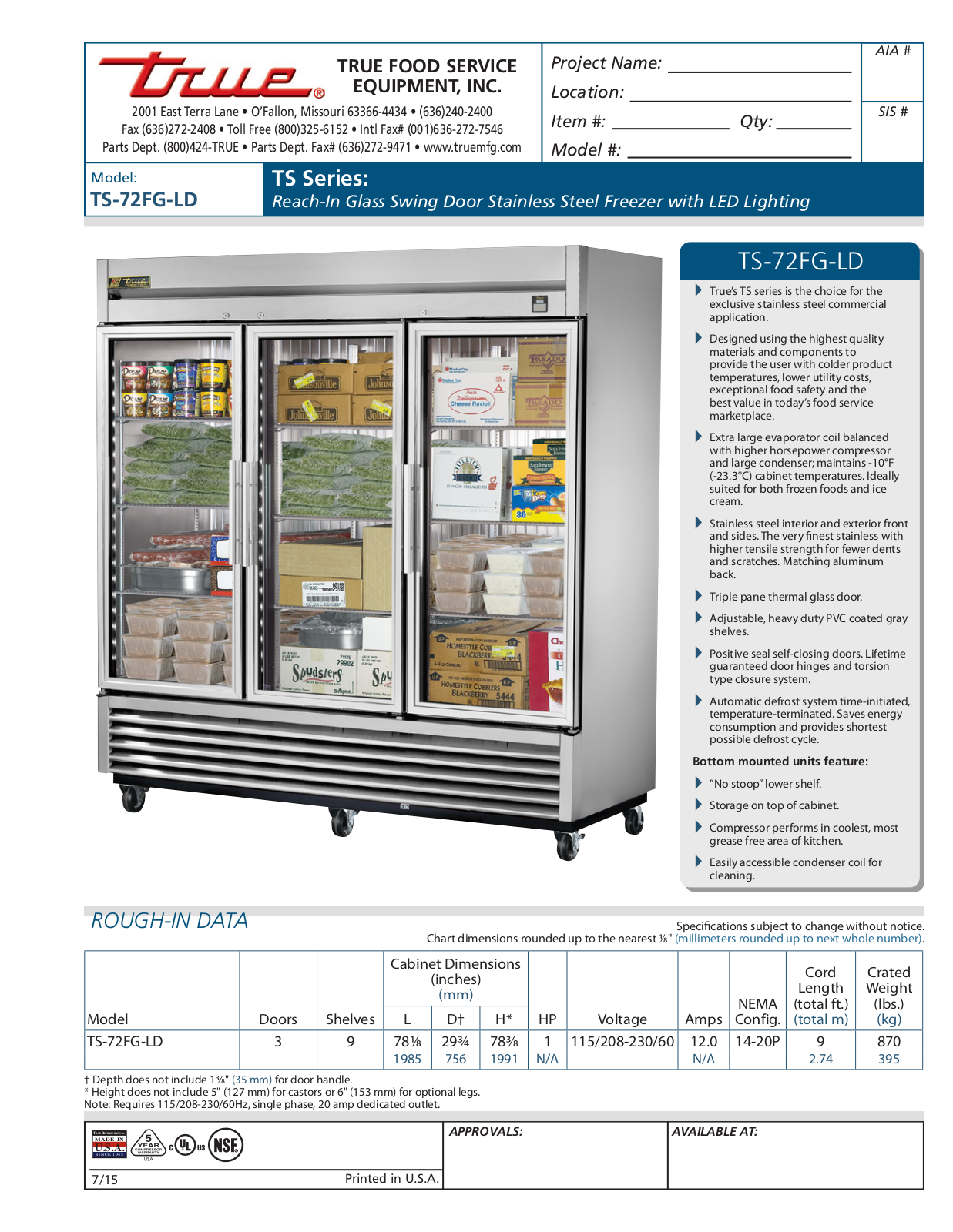 True TS-72FG-LD User Manual