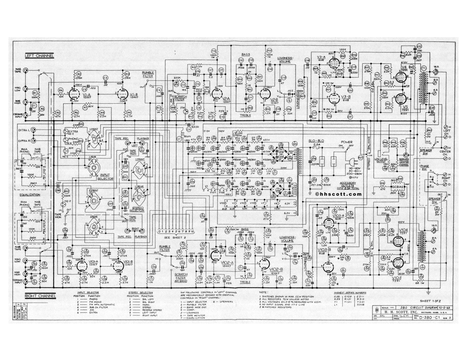 H.H. Scott 380 Schematic