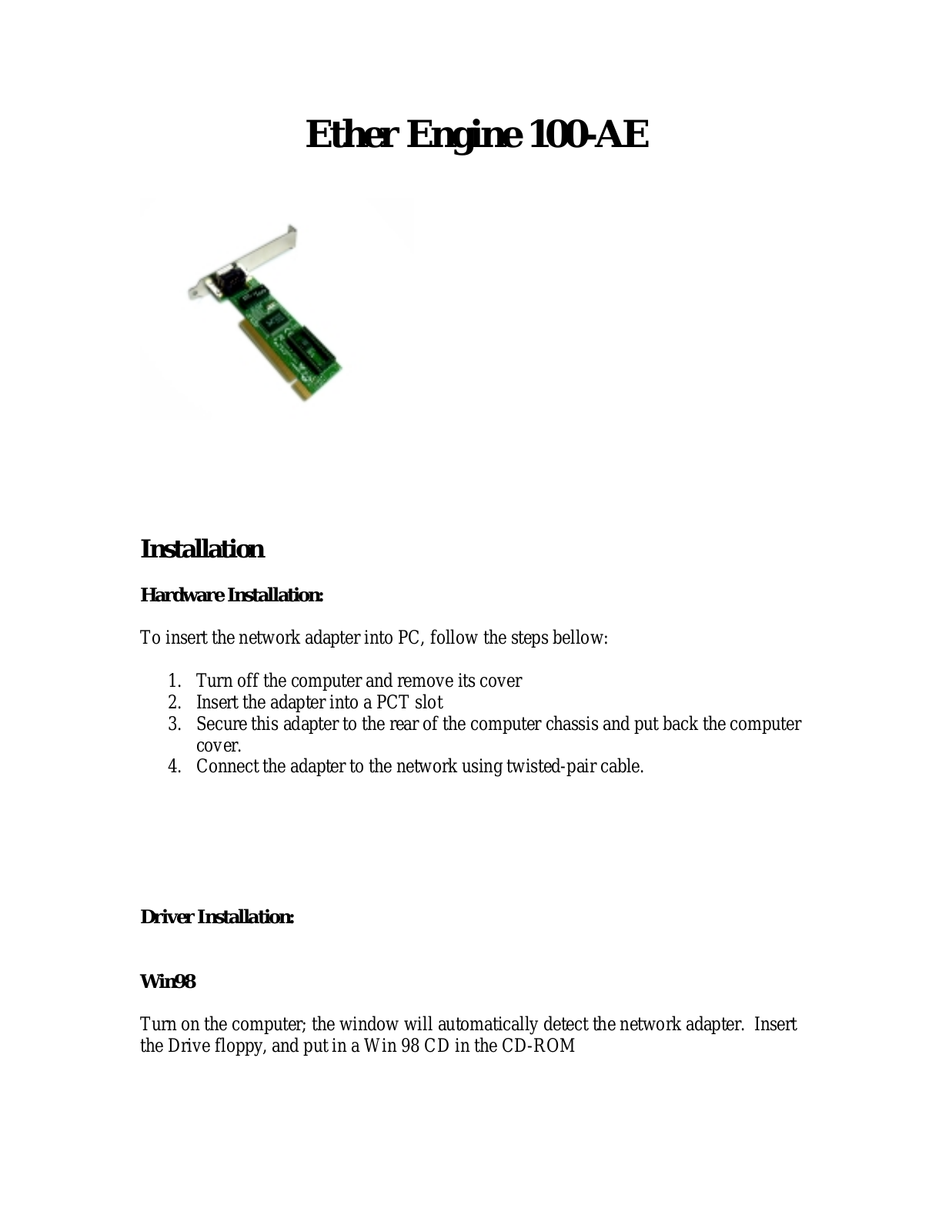 Gigafast EE100-AEP INSTALL GUIDE - ManualMachine.com