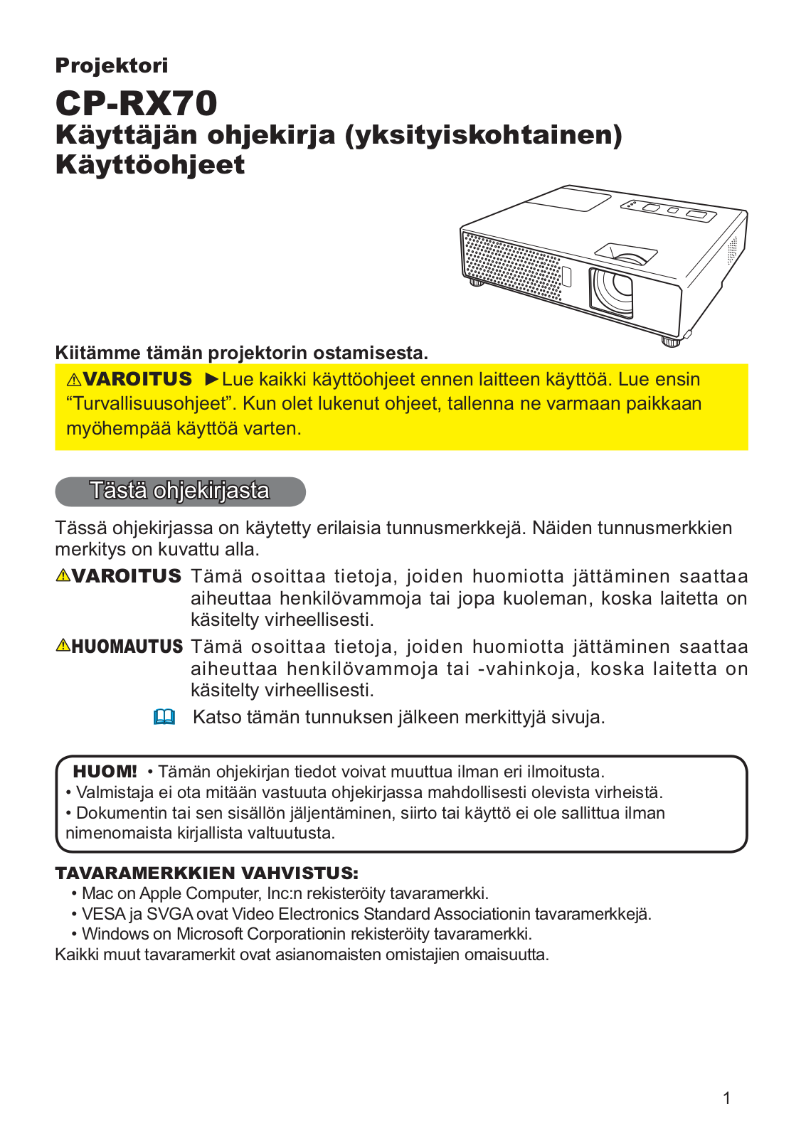 Hitachi CP-RX70WF User Manual