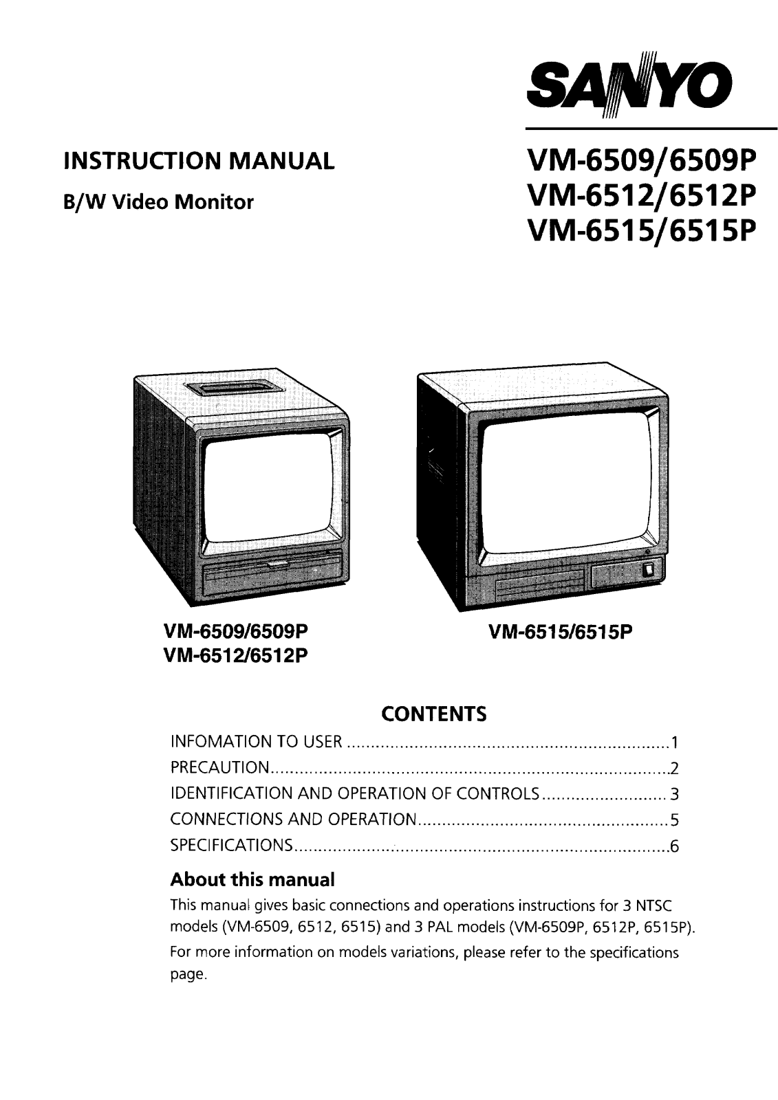 Sanyo VM-6515P Instruction Manual