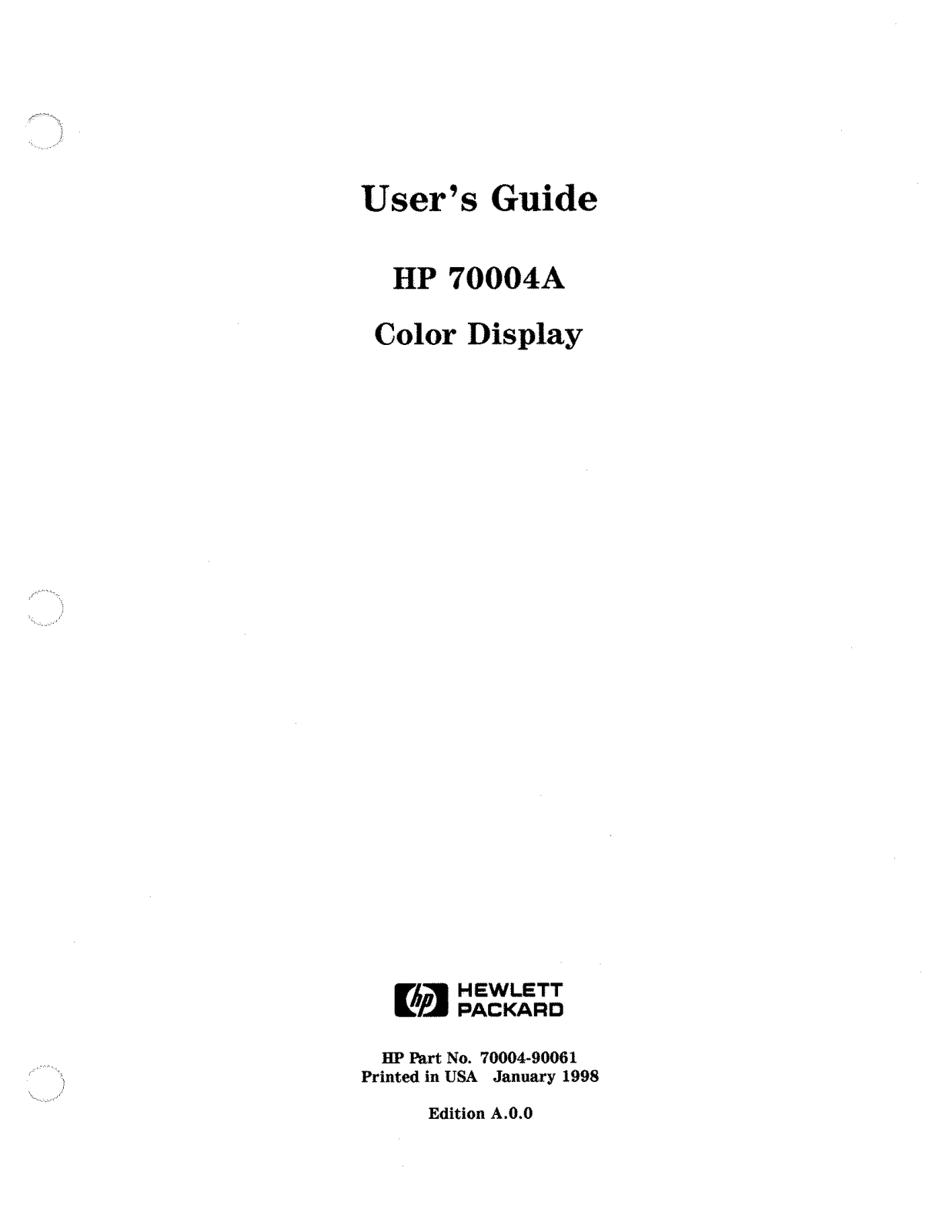 HP 70004A User Manual