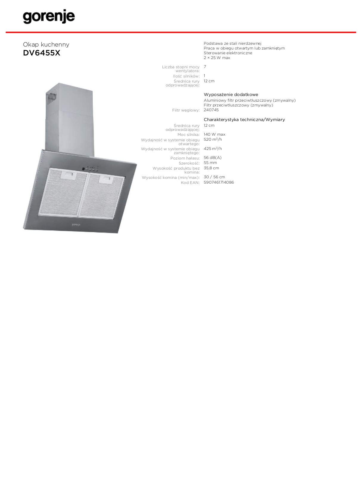 Gorenje DV6455X DATASHEET