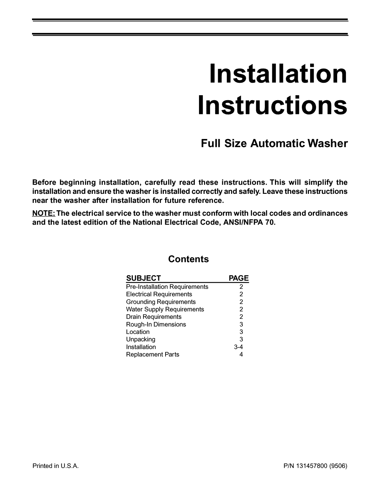 Frigidaire FWS445RFS2 Installation Guide - ManualMachine.com