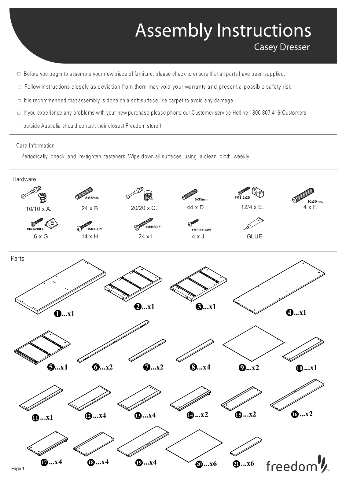 Freedom Casey Dressser Assembly Instruction