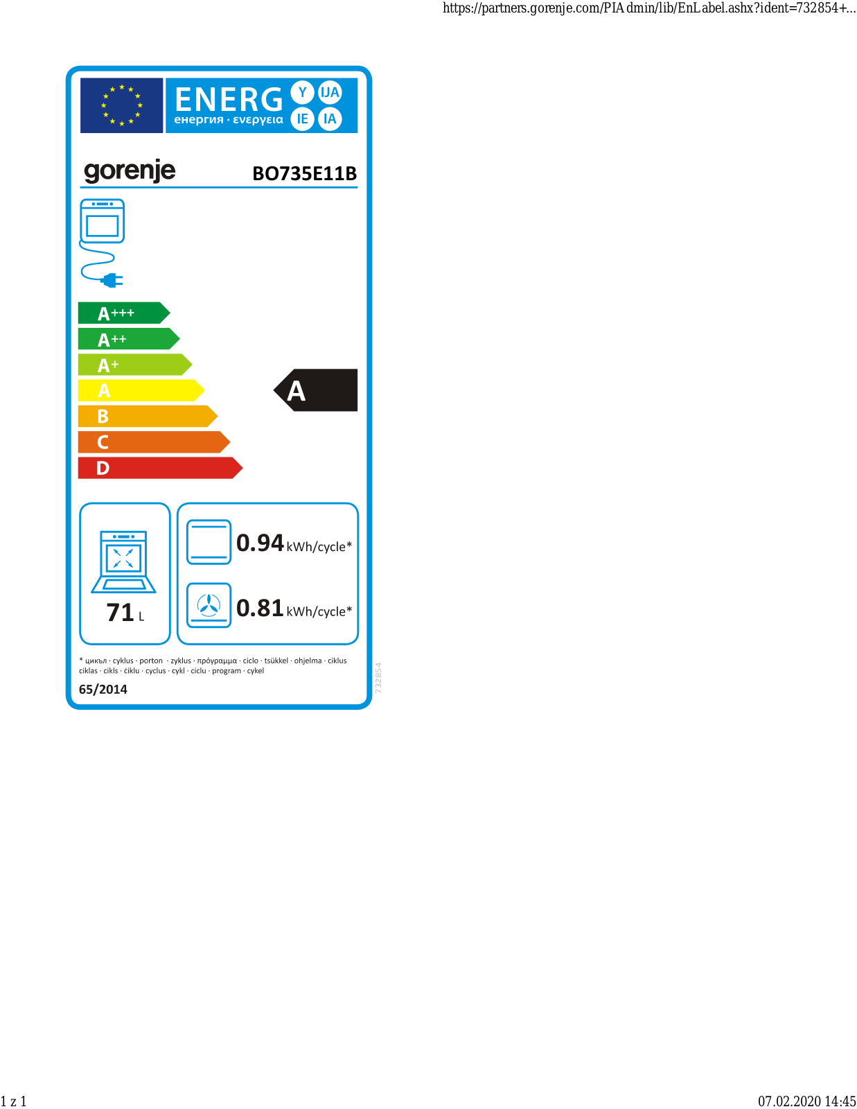 Gorenje BO735E11B User Manual