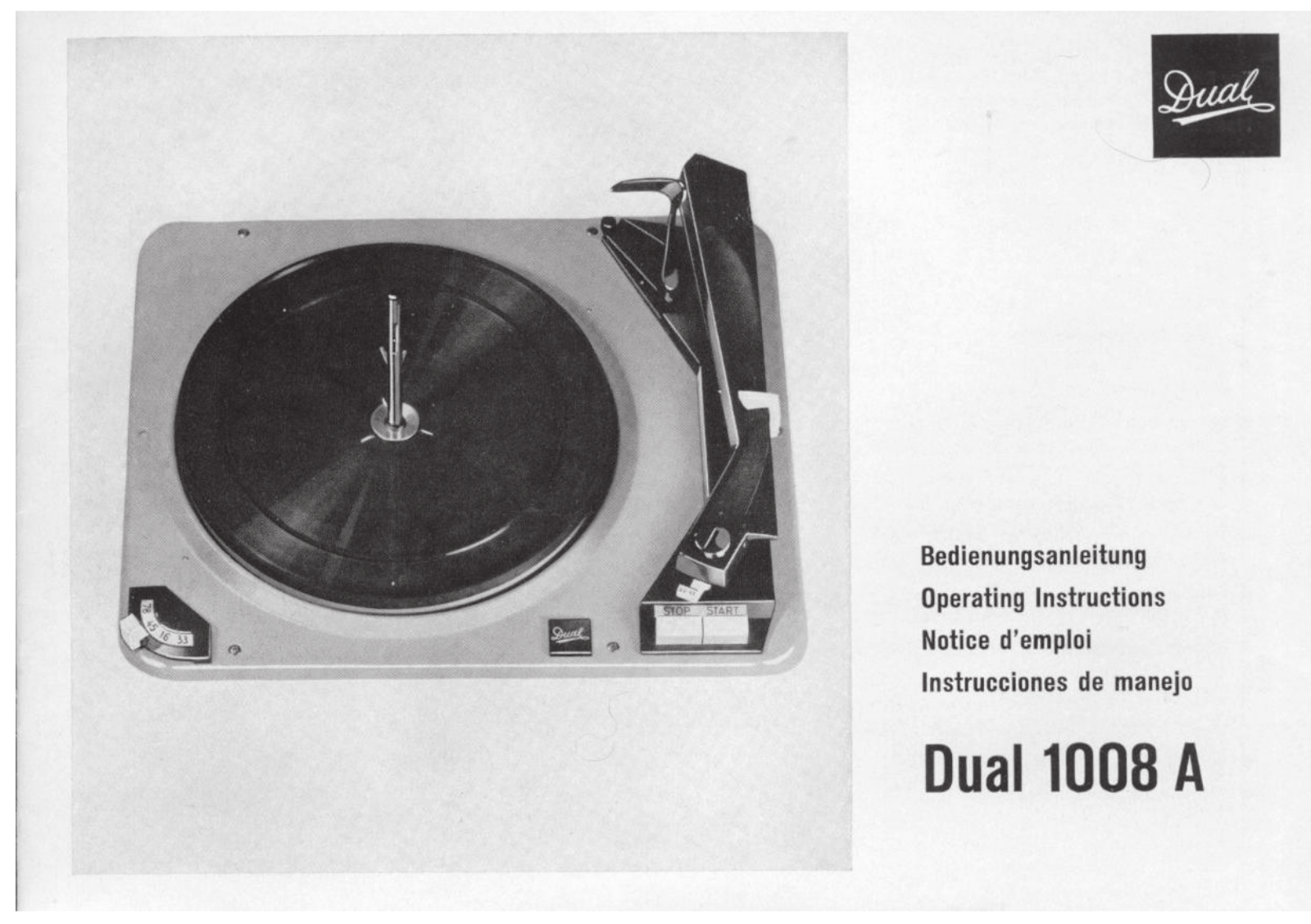 Dual 1008-A Owners manual