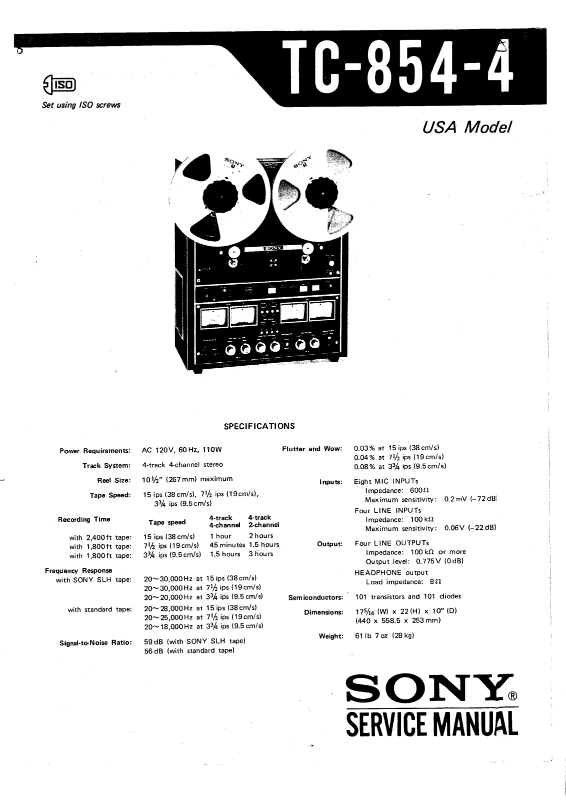 Sony TC-854-4 Service manual